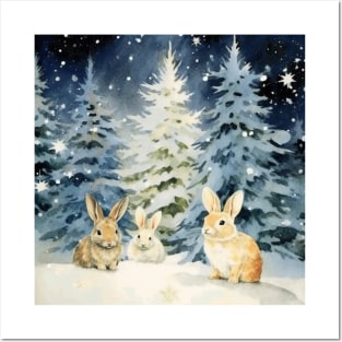 3 Christmas bunnies Posters and Art